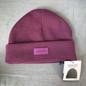 Hairbrella Unisex Beanie Satin Lined Waterproof Warm Winter Plum Purple Hat NWT